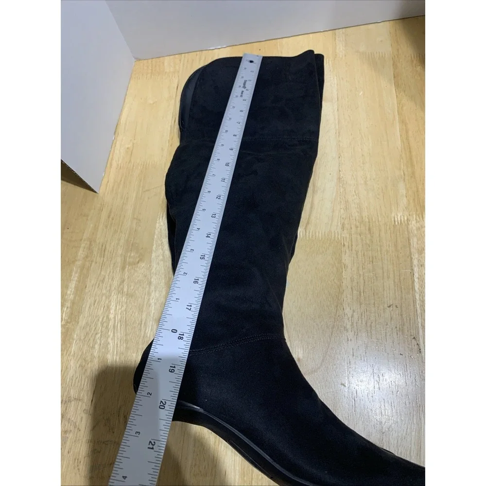 Worthington Women's Valto Faux‎ Suede Black High Over Knee Heeled Boots Size 6.5